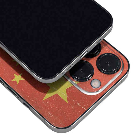 Chinese Flag Distressed iPhone 15 Pro Skin